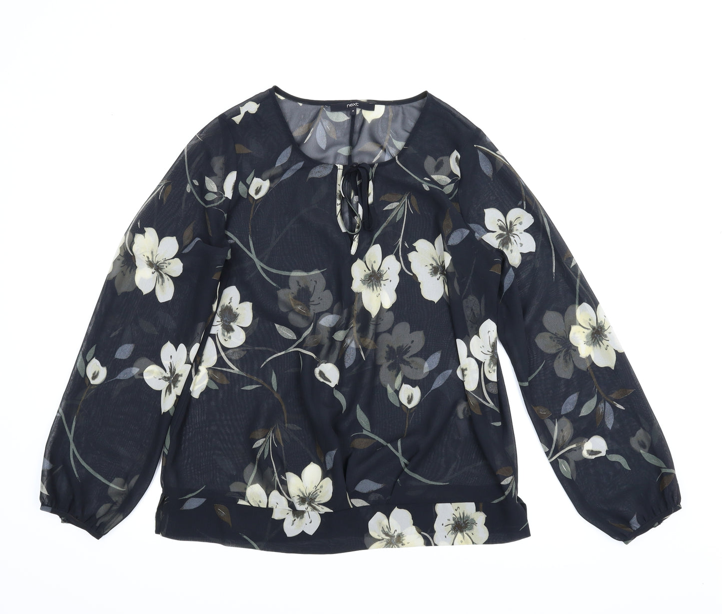 NEXT Womens Black Floral  Basic Blouse Size 14