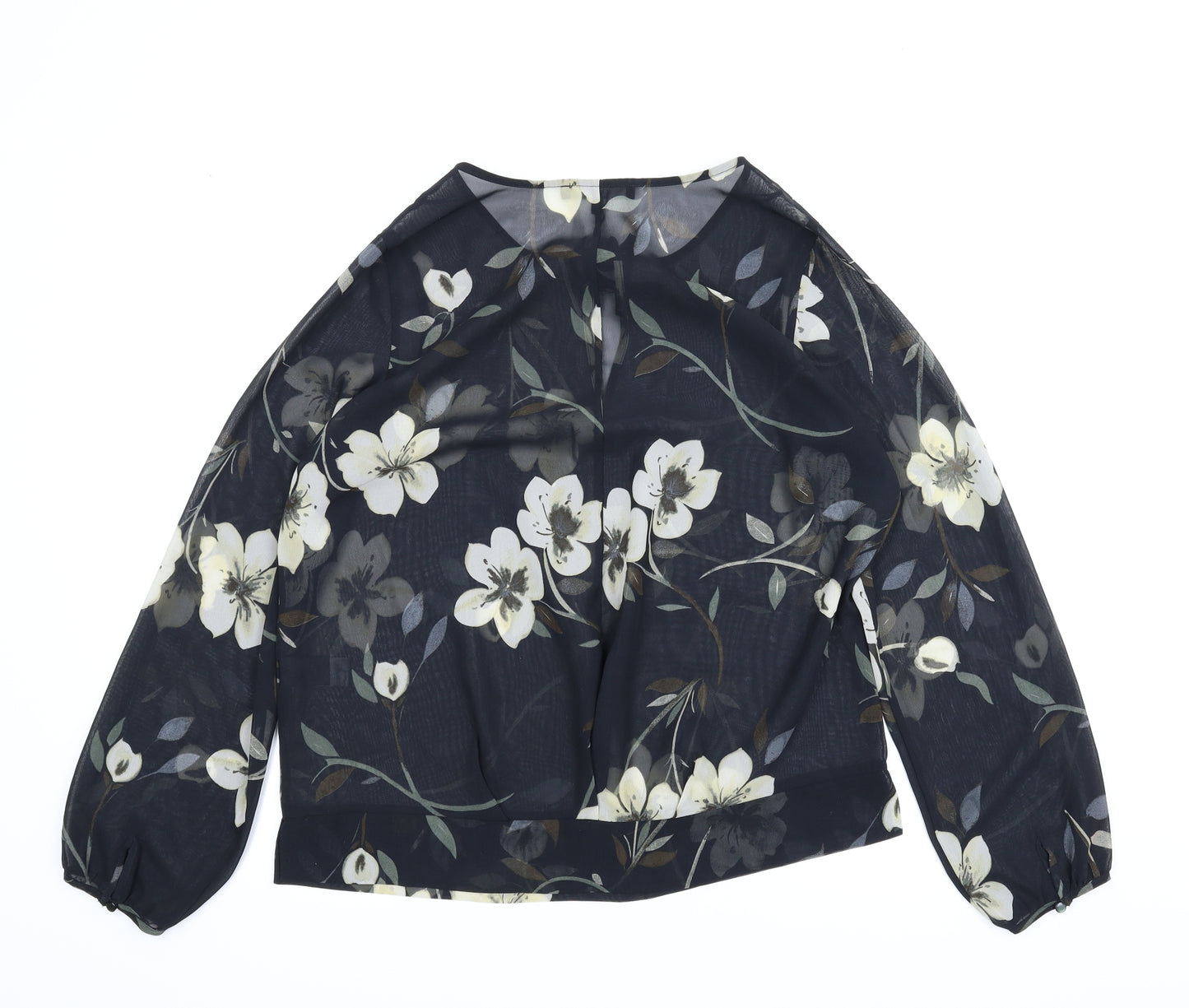 NEXT Womens Black Floral  Basic Blouse Size 14