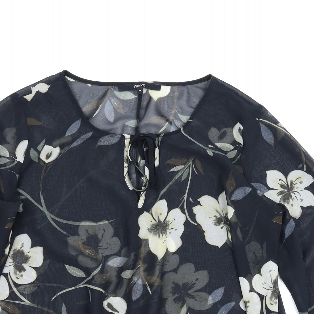 NEXT Womens Black Floral  Basic Blouse Size 14