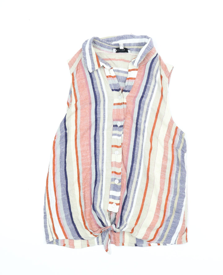 Warehouse Womens Multicoloured Striped Basic Blouse Size 10