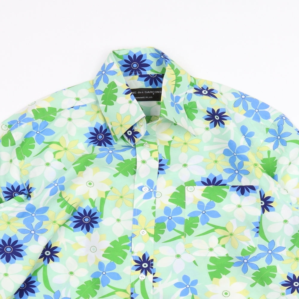 Comme Des Garcons Mens Green Floral   T-Shirt Size L