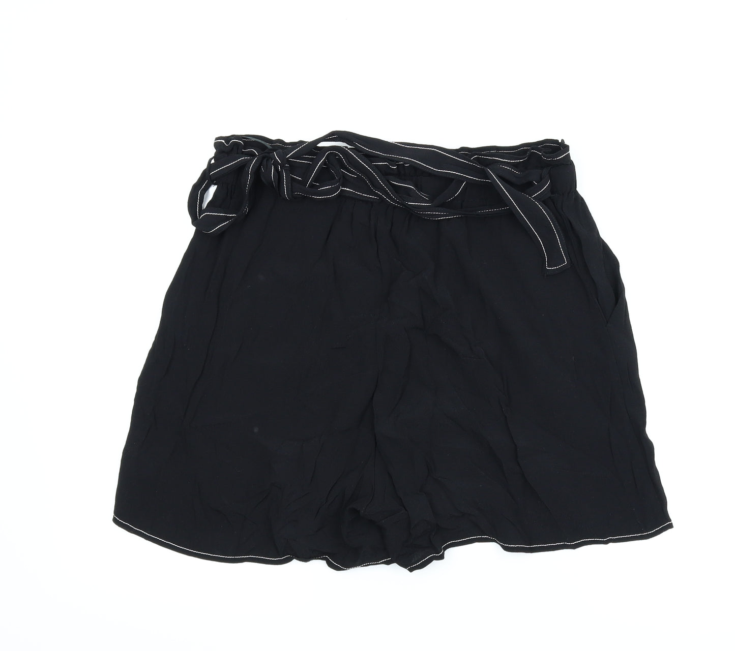 F&F Womens Black   Paperbag Shorts Size 14