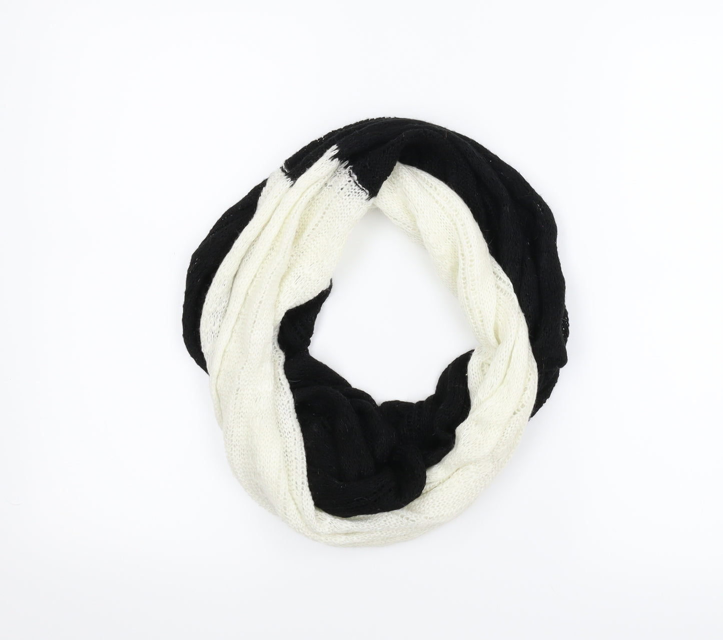 Preworn Womens Black    Shawl/Wrap   - Open knit, black and white