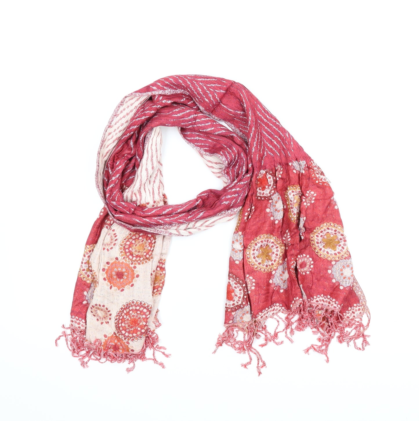 Preworn Womens Red Floral   Scarf