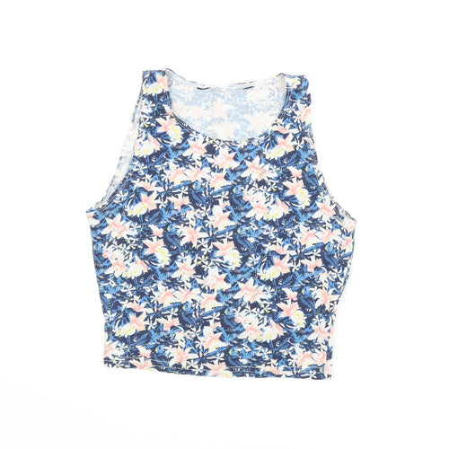 New Look Girls Blue Floral  Basic Tank Size 10-11 Years