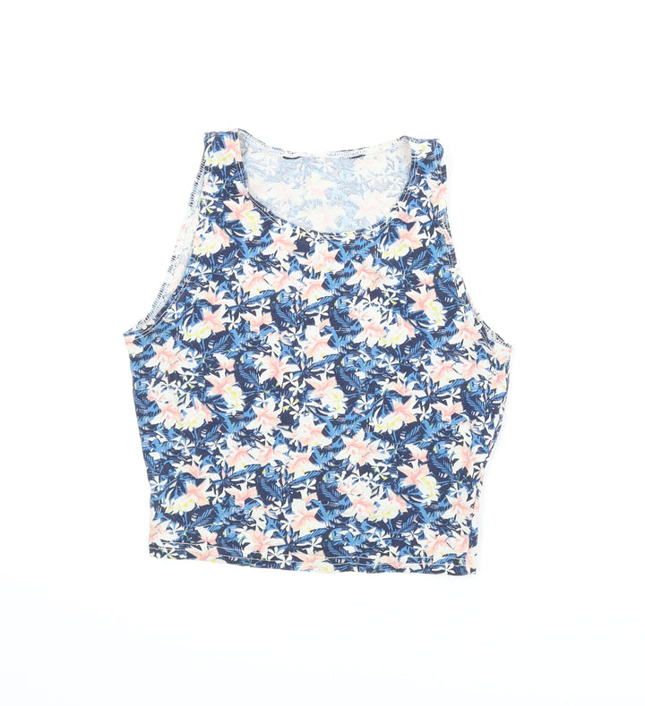 New Look Girls Blue Floral  Basic Tank Size 10-11 Years