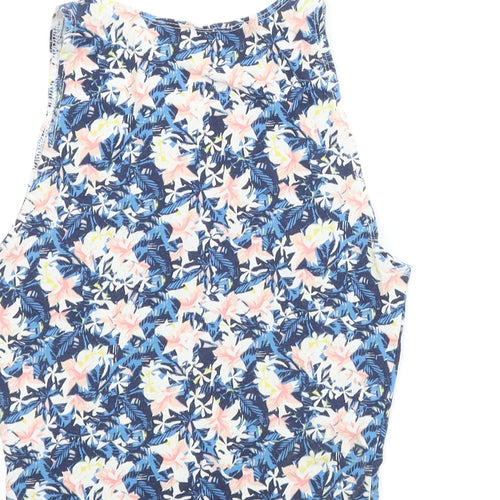 New Look Girls Blue Floral  Basic Tank Size 10-11 Years