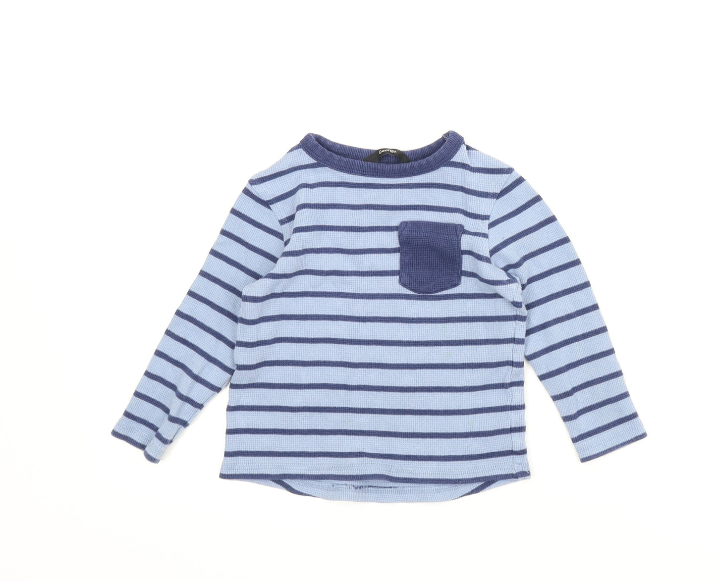 George Boys Blue Striped  Basic T-Shirt Size 2-3 Years