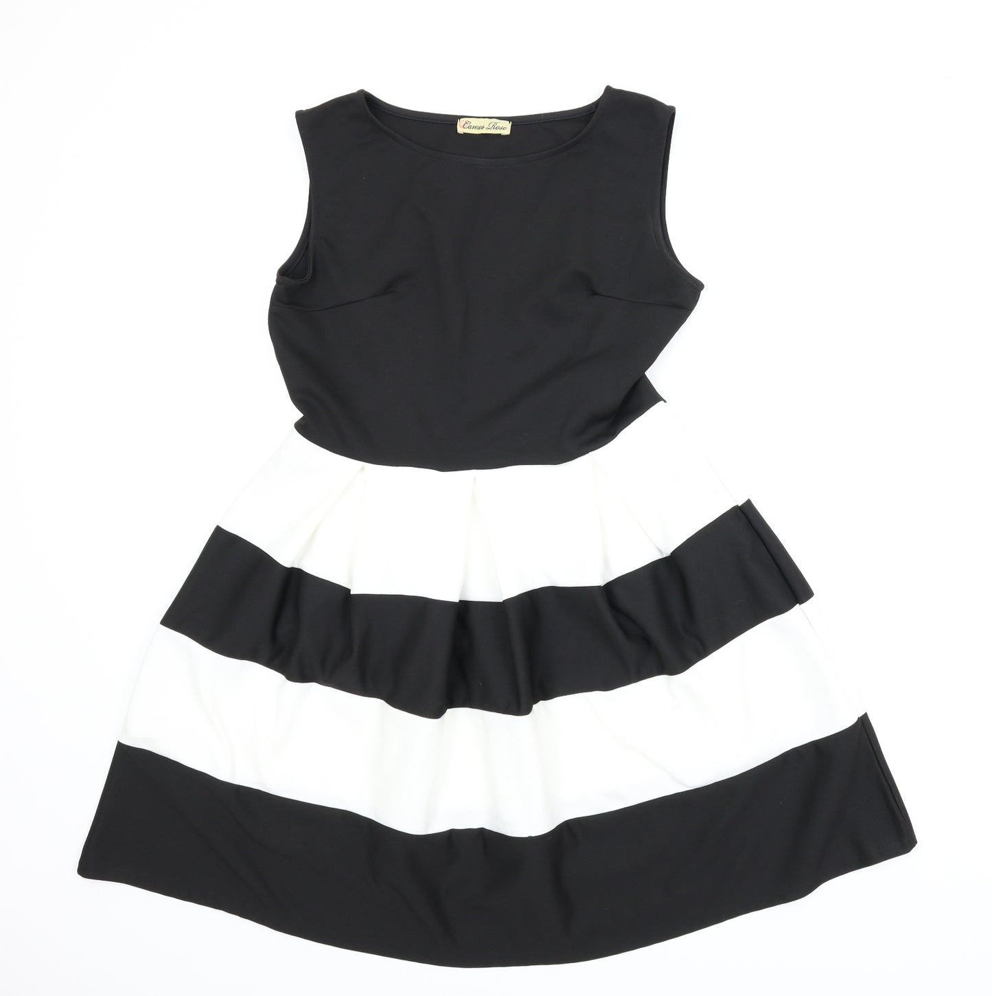 Cameo Rose Womens Black Striped  A-Line  Size 16