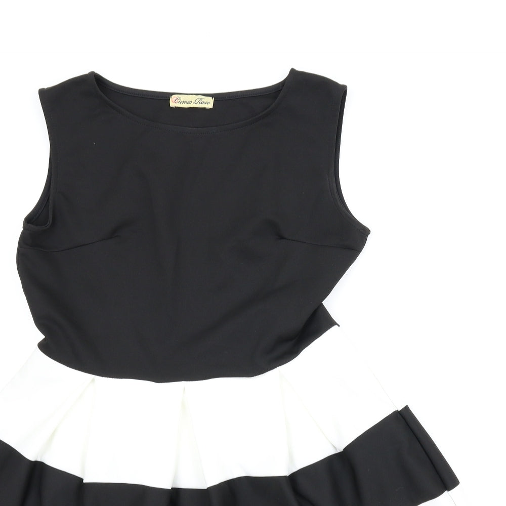 Cameo Rose Womens Black Striped  A-Line  Size 16