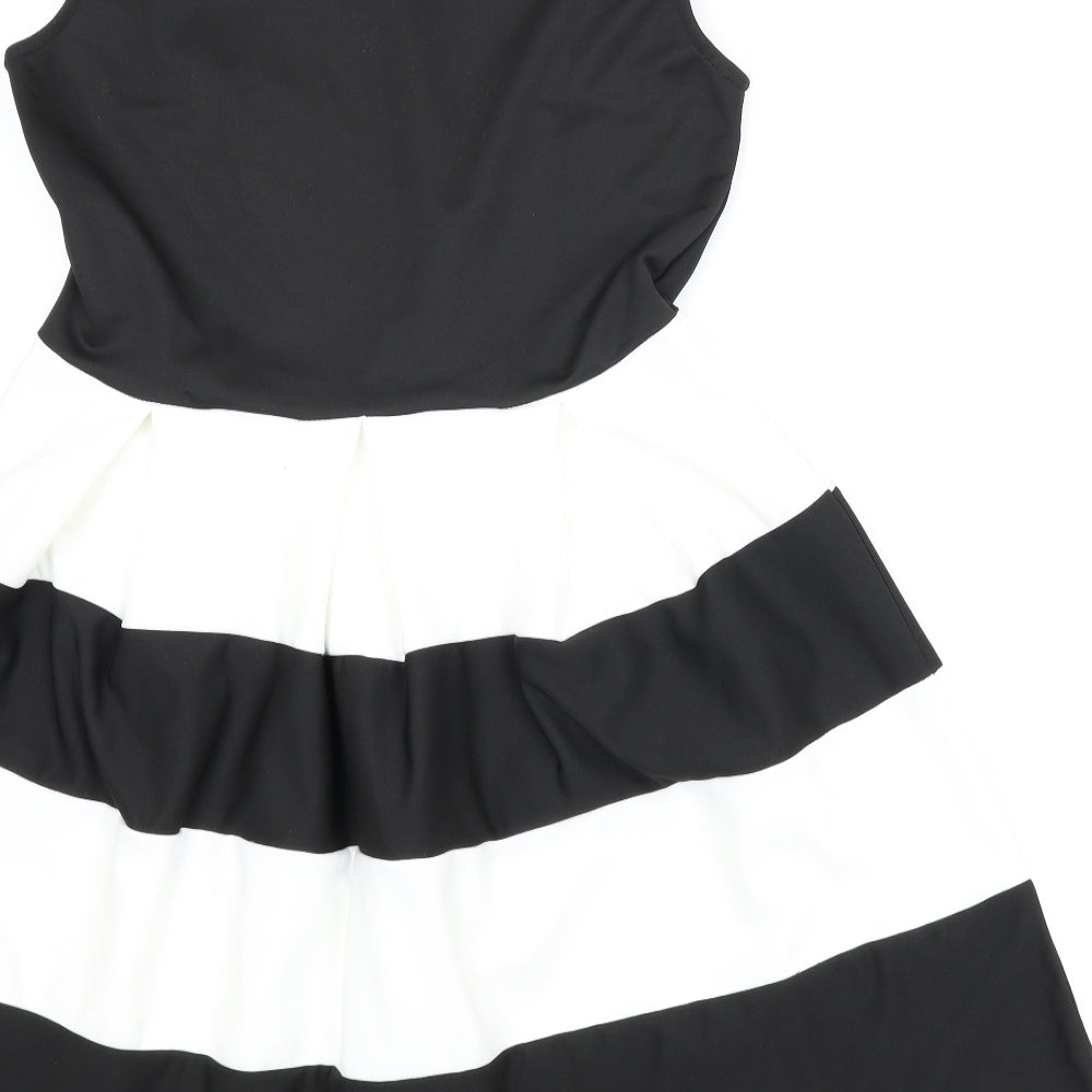 Cameo Rose Womens Black Striped  A-Line  Size 16