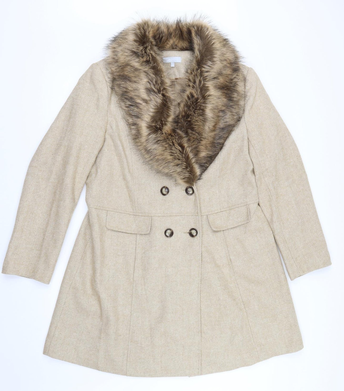 redherring Womens Beige   Pea Coat Coat Size 18