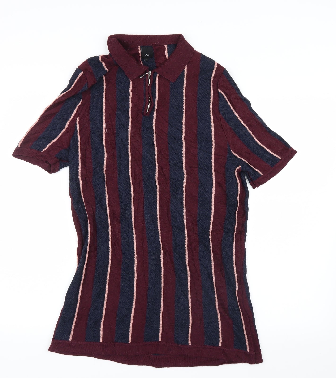 River Island Mens Blue Striped   T-Shirt Size M