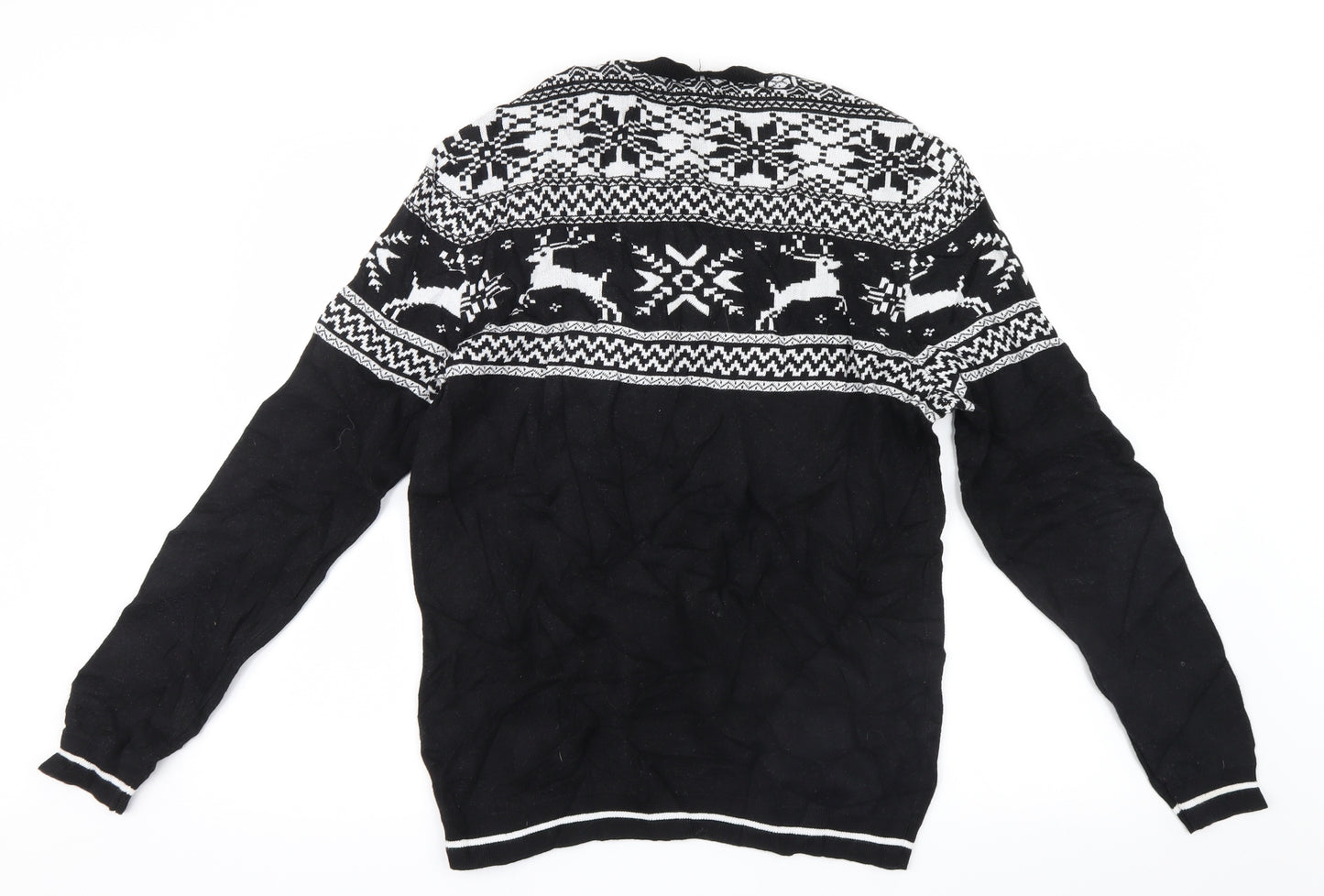 ASOS Mens Black Geometric Knit Pullover Jumper Size M  - Christmas