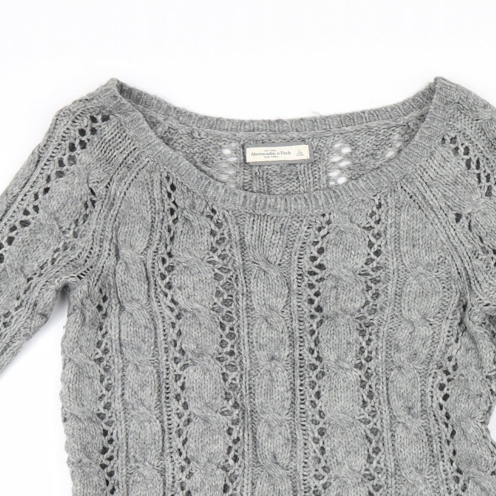 Abercrombie & Fitch Womens Grey  Knit Pullover Jumper Size L