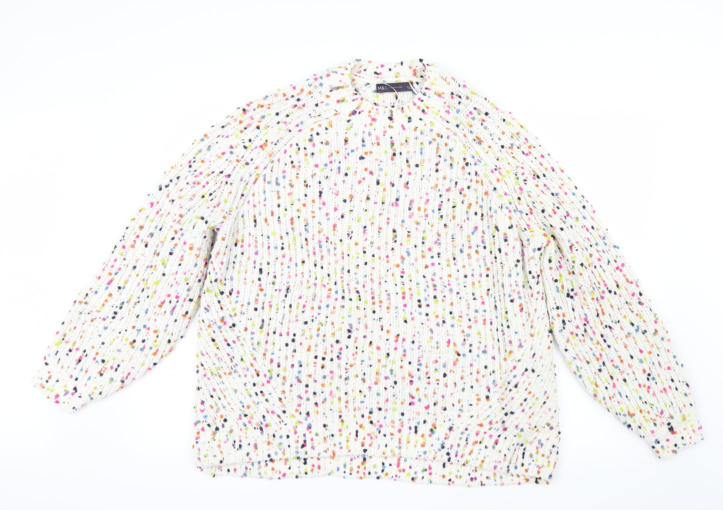 Marks and Spencer Womens White  Velvet Pullover Jumper Size L