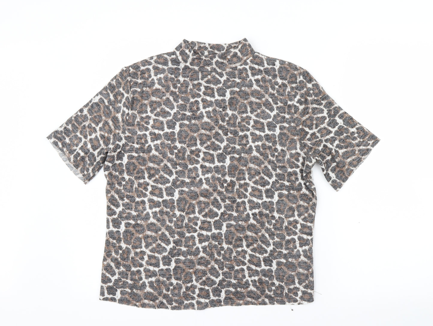Zara Womens Brown Animal Print  Basic T-Shirt Size 14