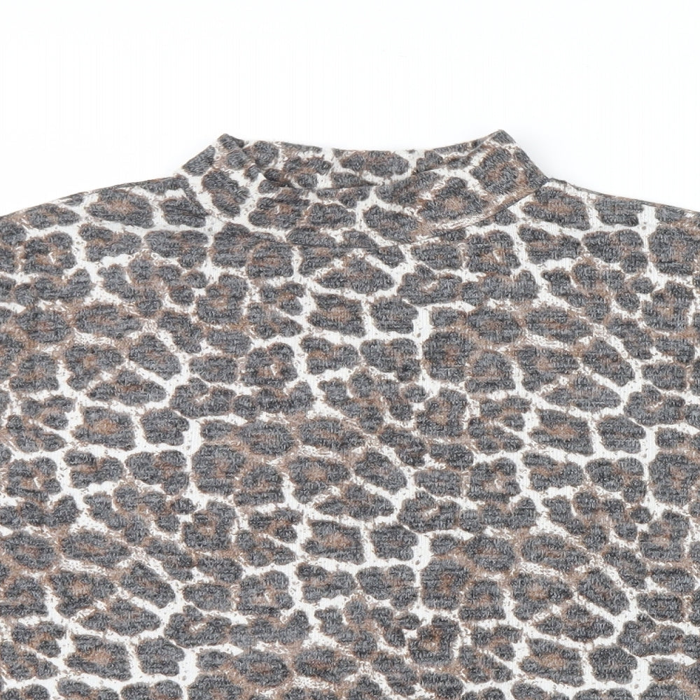 Zara Womens Brown Animal Print  Basic T-Shirt Size 14