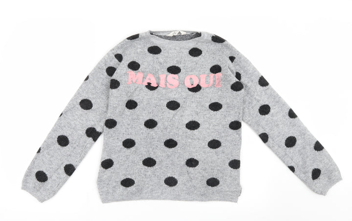 H&M Girls Grey Polka Dot Knit Pullover Jumper Size 13-14 Years