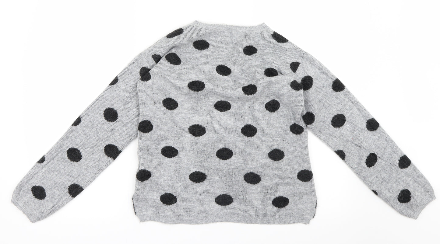 H&M Girls Grey Polka Dot Knit Pullover Jumper Size 13-14 Years