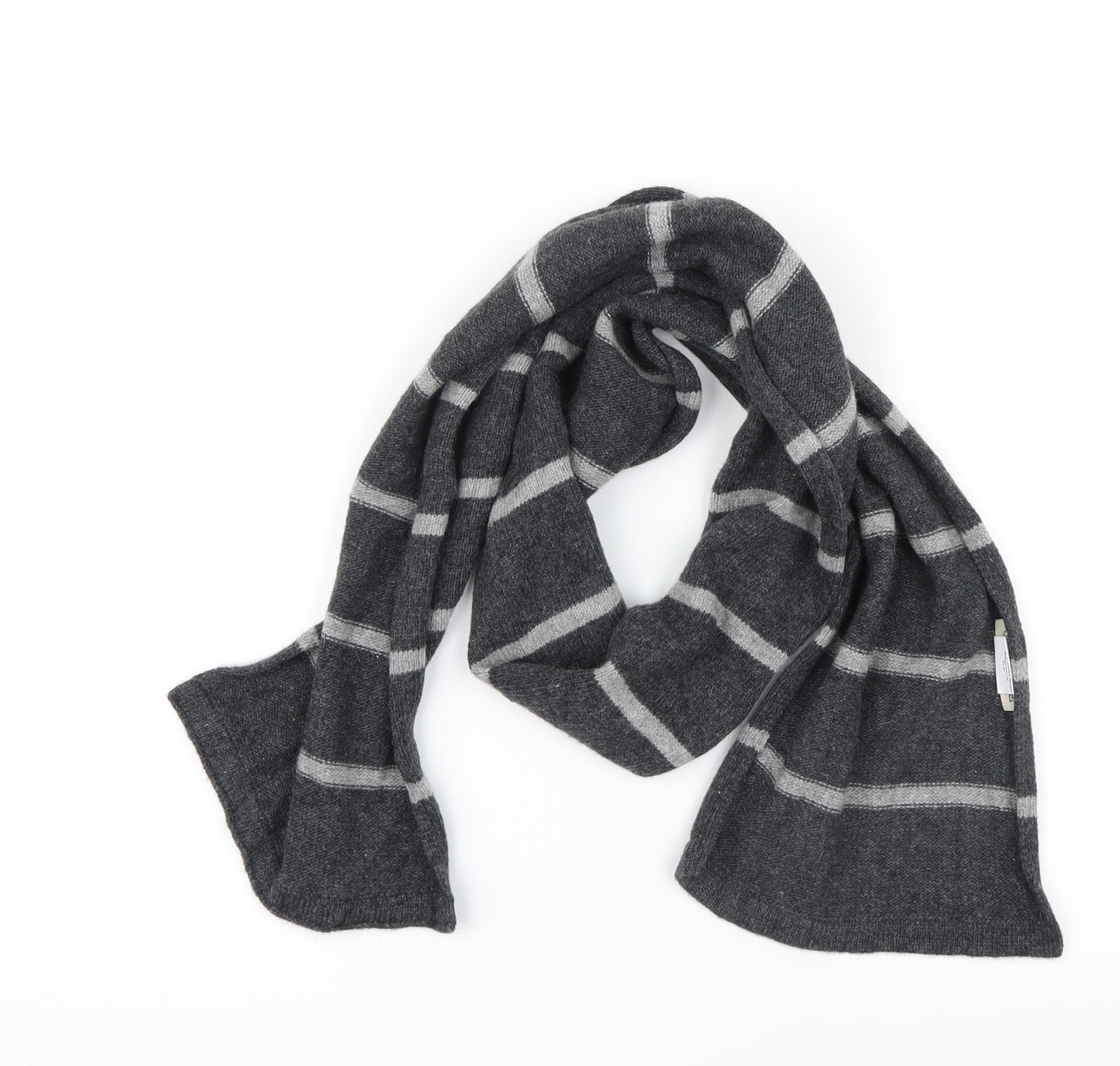 Oliver Spencer Mens Grey Striped Knit Rectangle Scarf Scarf One Size