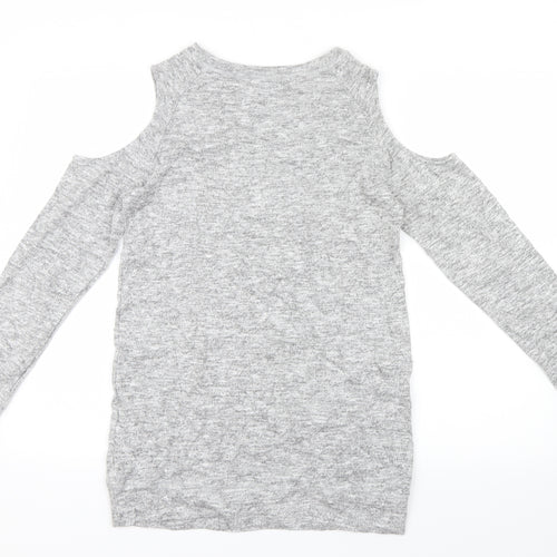 Papaya Womens Grey   Basic T-Shirt Size 8  - Open Shoulders