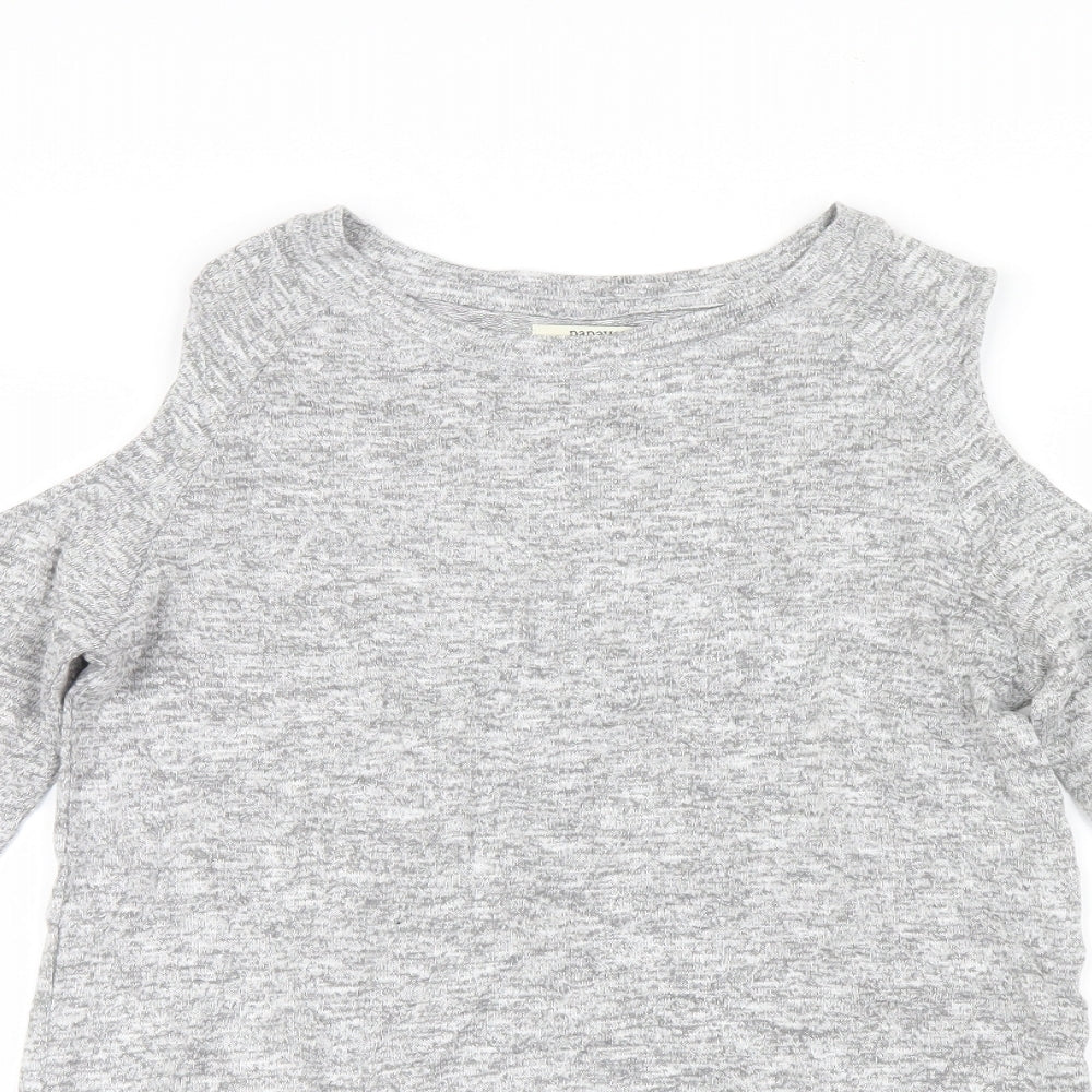 Papaya Womens Grey   Basic T-Shirt Size 8  - Open Shoulders