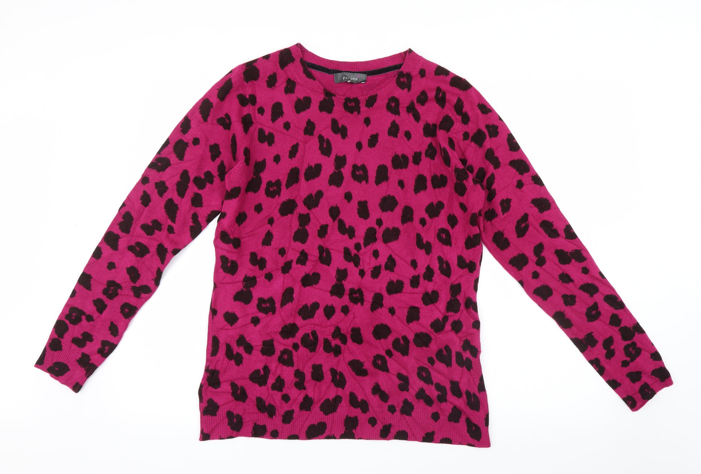 Per Una Womens Pink Animal Print Knit Pullover Jumper Size 14