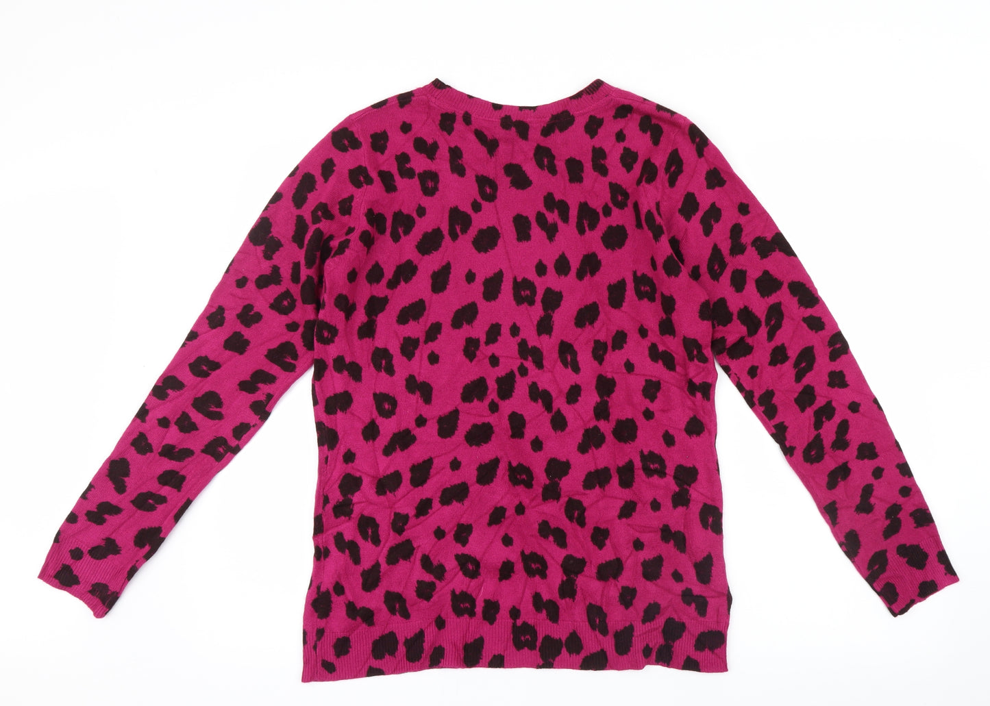 Per Una Womens Pink Animal Print Knit Pullover Jumper Size 14
