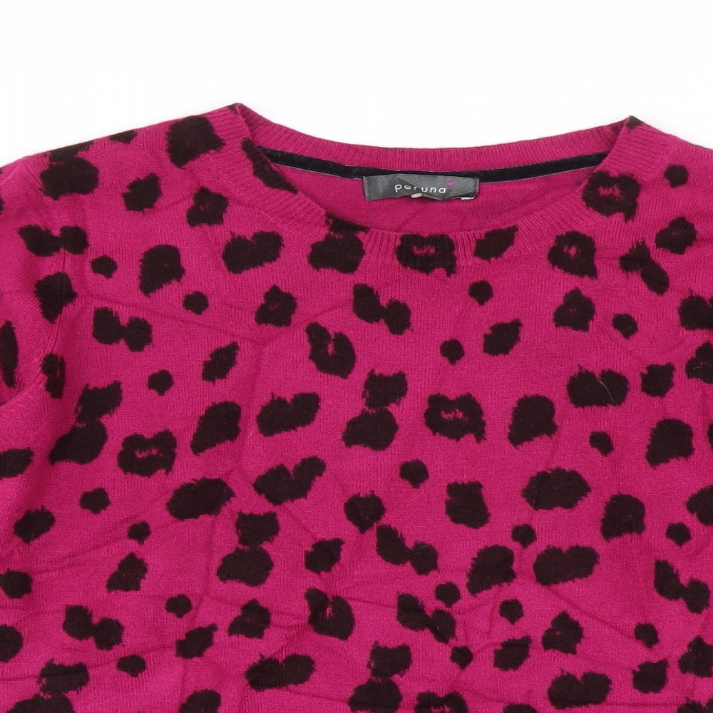 Per Una Womens Pink Animal Print Knit Pullover Jumper Size 14