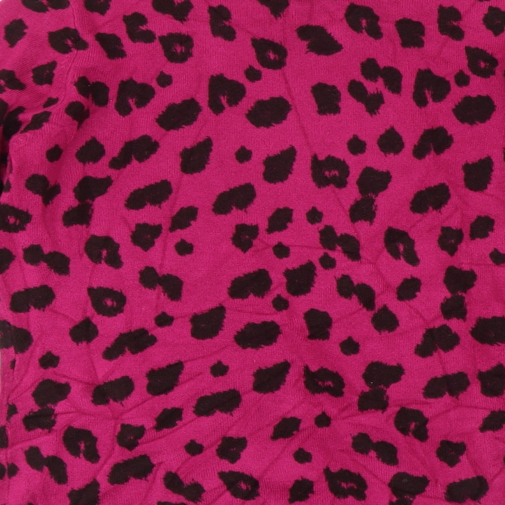 Per Una Womens Pink Animal Print Knit Pullover Jumper Size 14