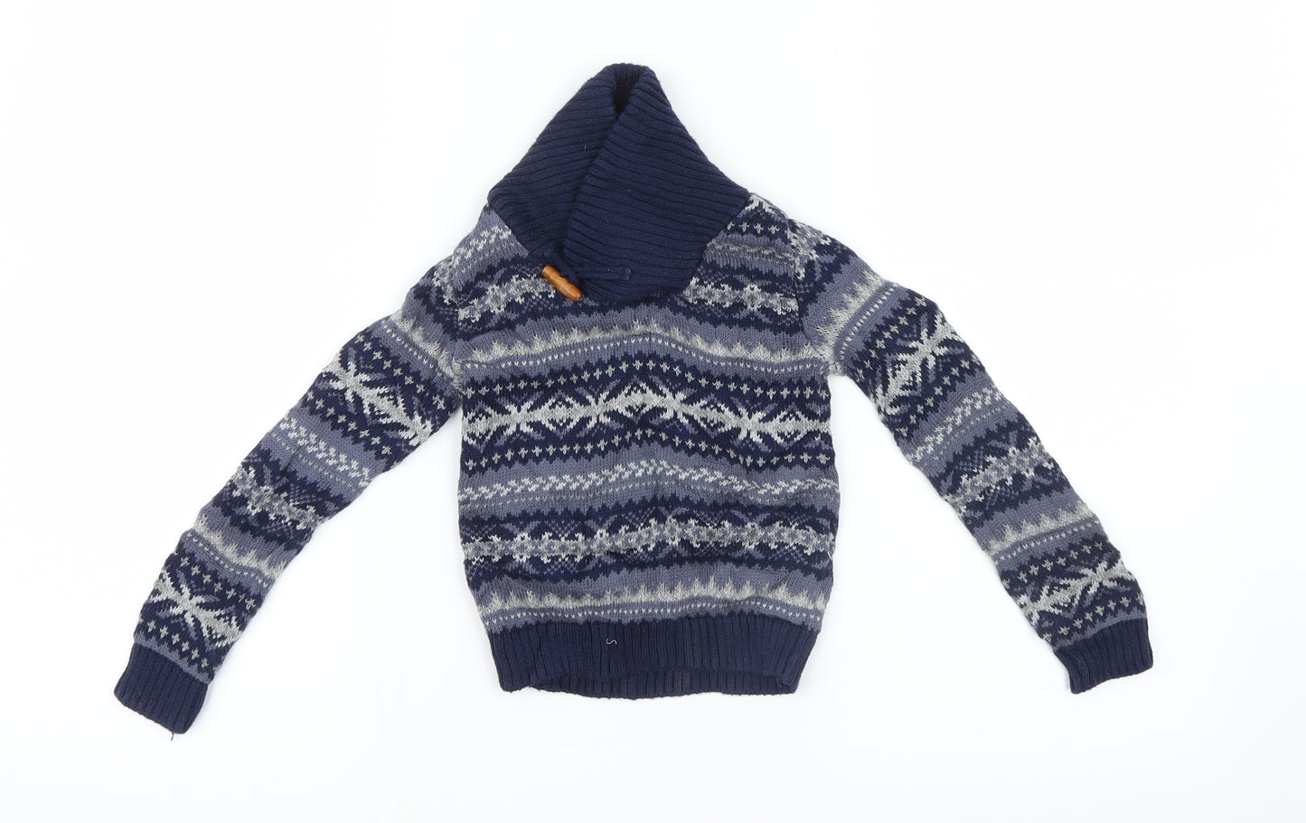Rorie Whelan Boys Blue Geometric Knit Pullover Jumper Size 12-18 Months
