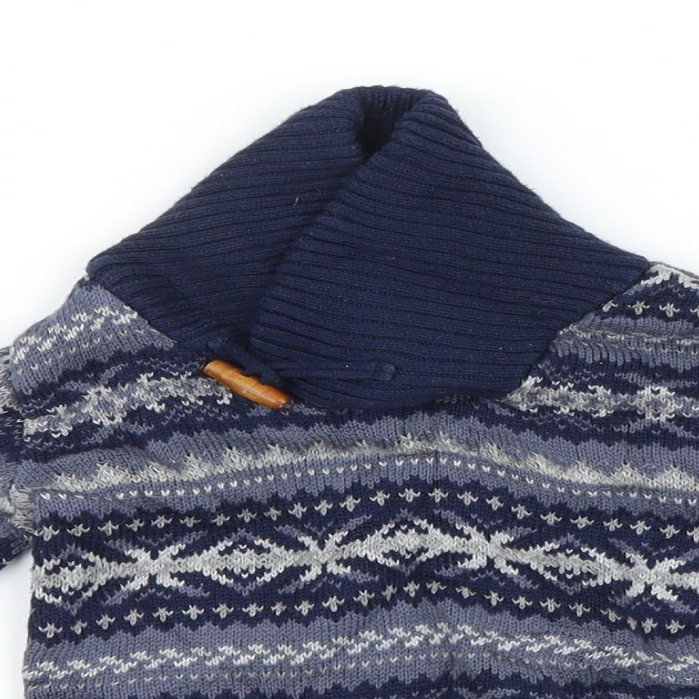 Rorie Whelan Boys Blue Geometric Knit Pullover Jumper Size 12-18 Months