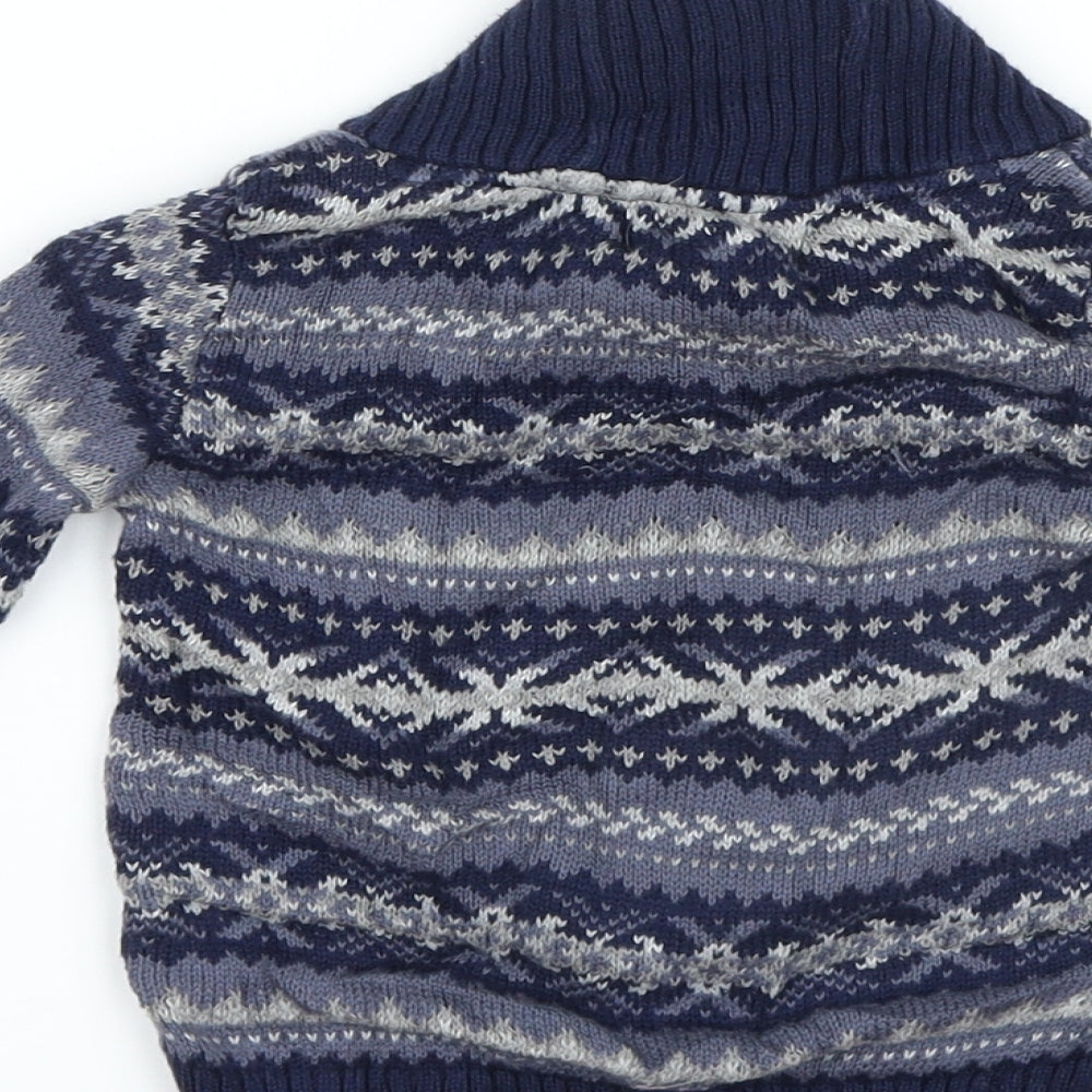 Rorie Whelan Boys Blue Geometric Knit Pullover Jumper Size 12-18 Months