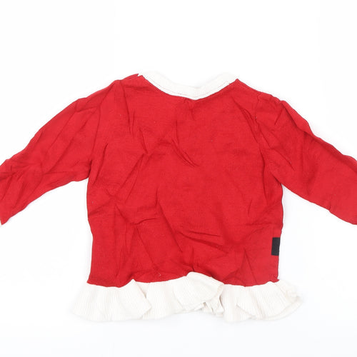 H&M Girls Red Geometric  Shirt Dress  Size 6-9 Months  - Christmas