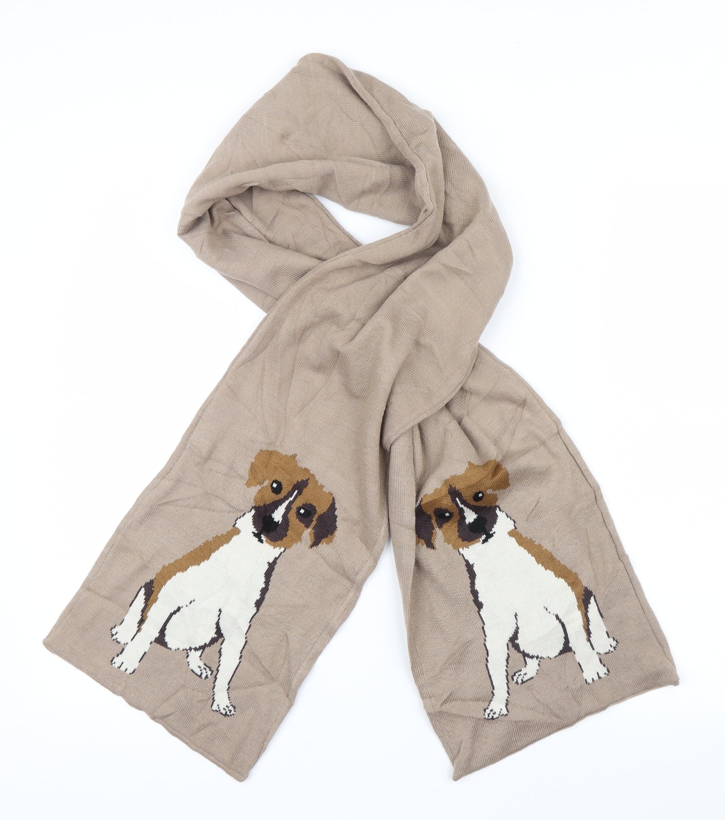 Marks and Spencer Womens Brown Geometric Knit  Scarf   - Dogs