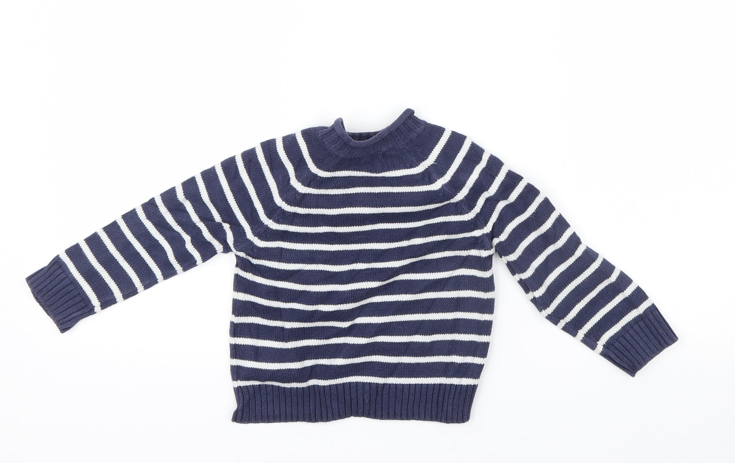 John Lewis Boys Blue Striped Knit Pullover Jumper Size 12-18 Months