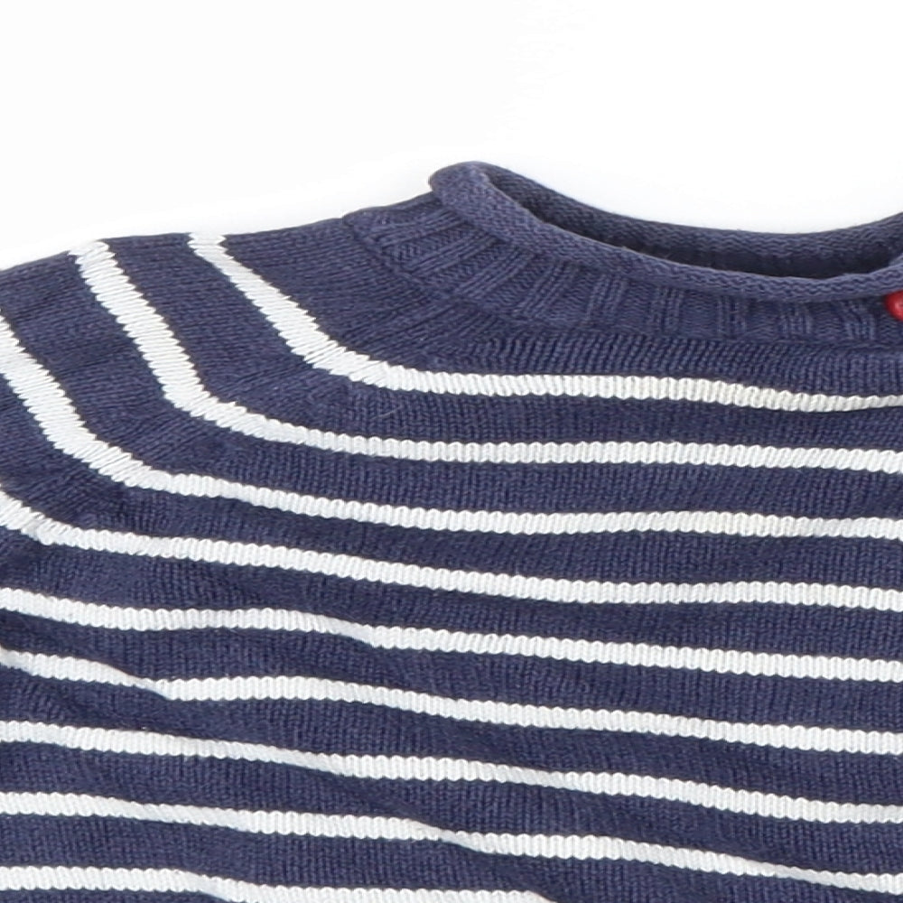 John Lewis Boys Blue Striped Knit Pullover Jumper Size 12-18 Months