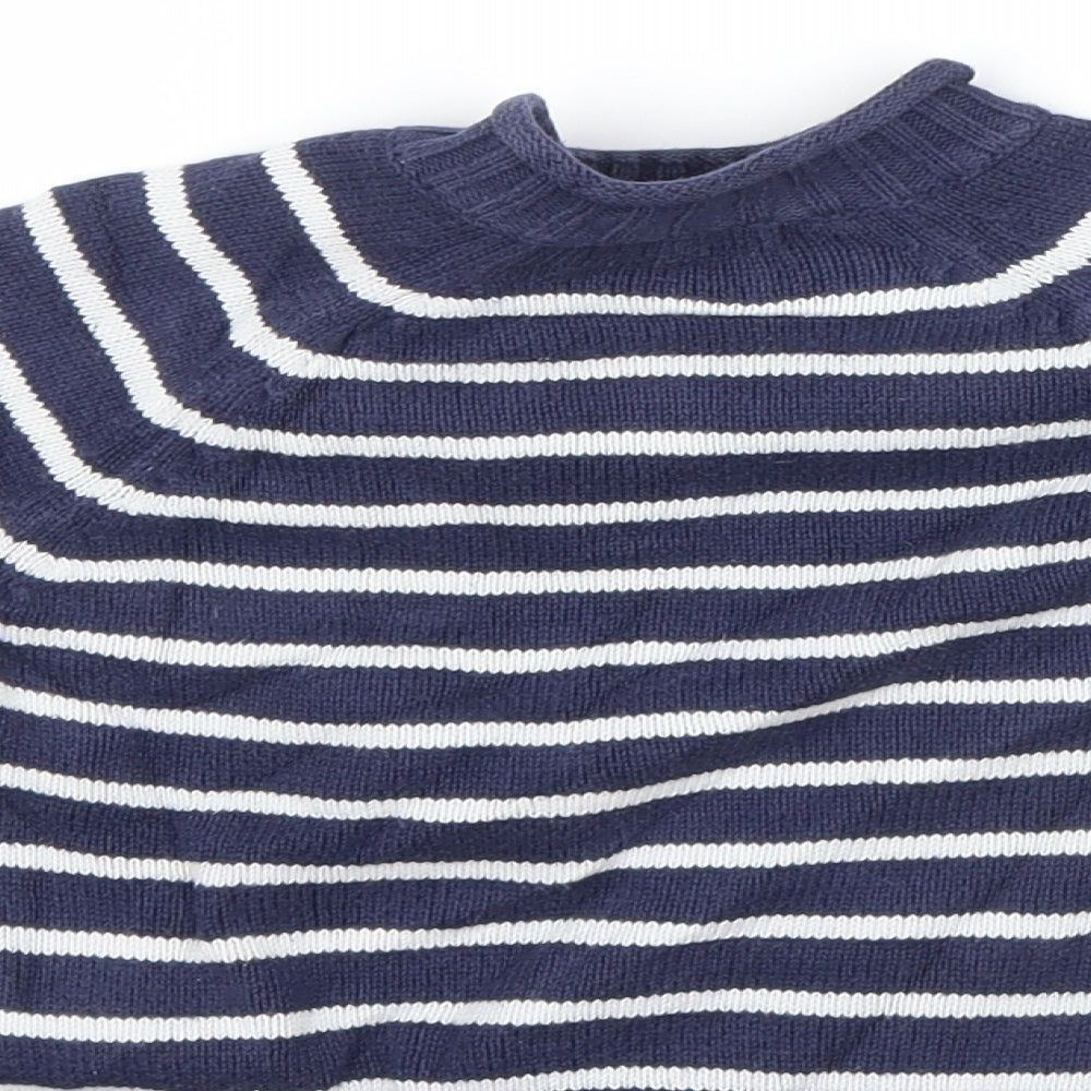 John Lewis Boys Blue Striped Knit Pullover Jumper Size 12-18 Months