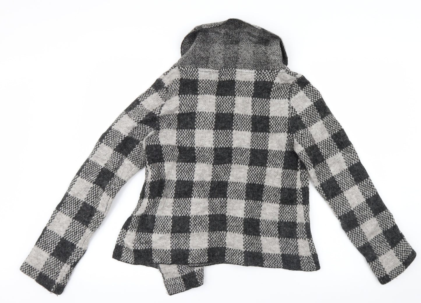 Ellen Tracy Womens Grey Check Knit Cardigan Jumper Size S