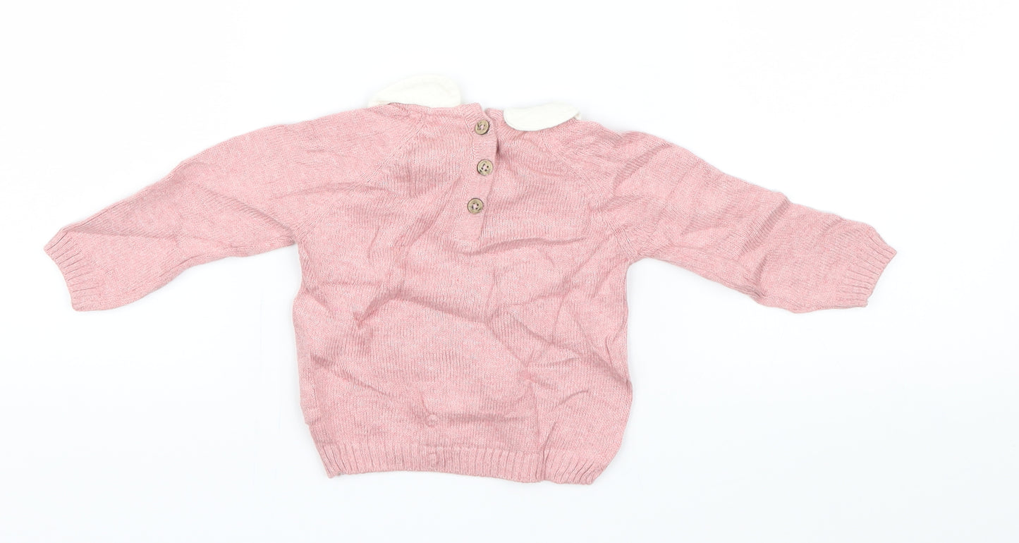 Tu  Girls Pink  Knit Pullover Jumper Size 0-3 Months  - Dog
