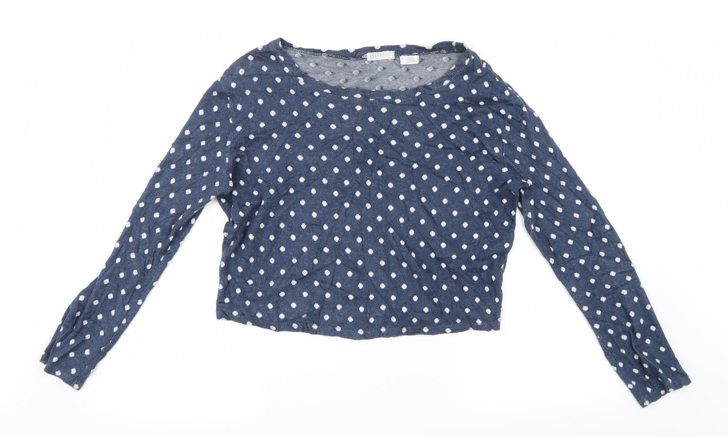 Cooperative Womens Blue Polka Dot Knit Pullover Jumper Size S