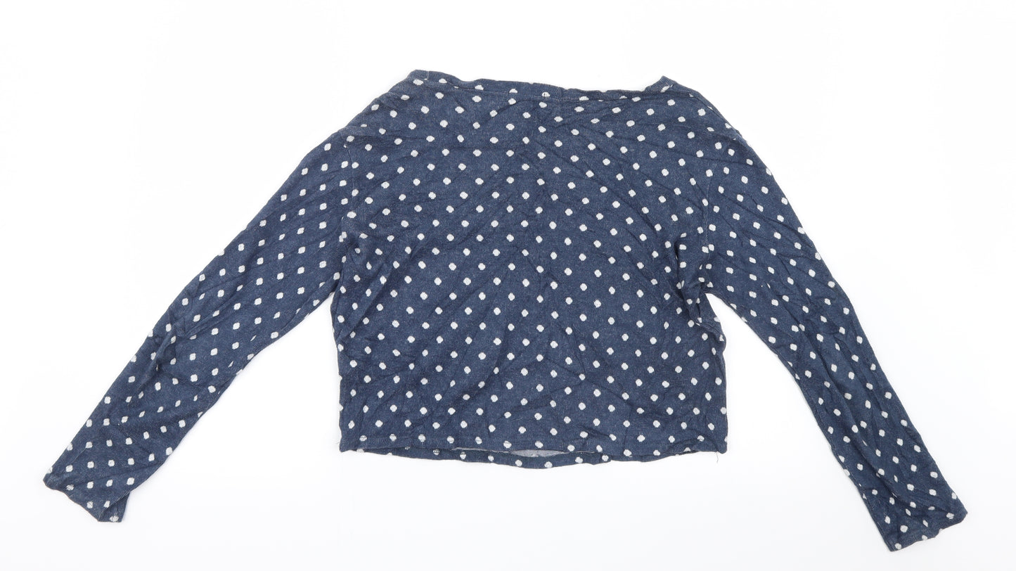 Cooperative Womens Blue Polka Dot Knit Pullover Jumper Size S