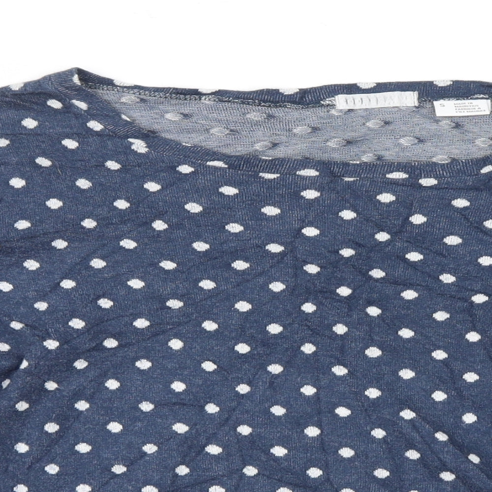 Cooperative Womens Blue Polka Dot Knit Pullover Jumper Size S