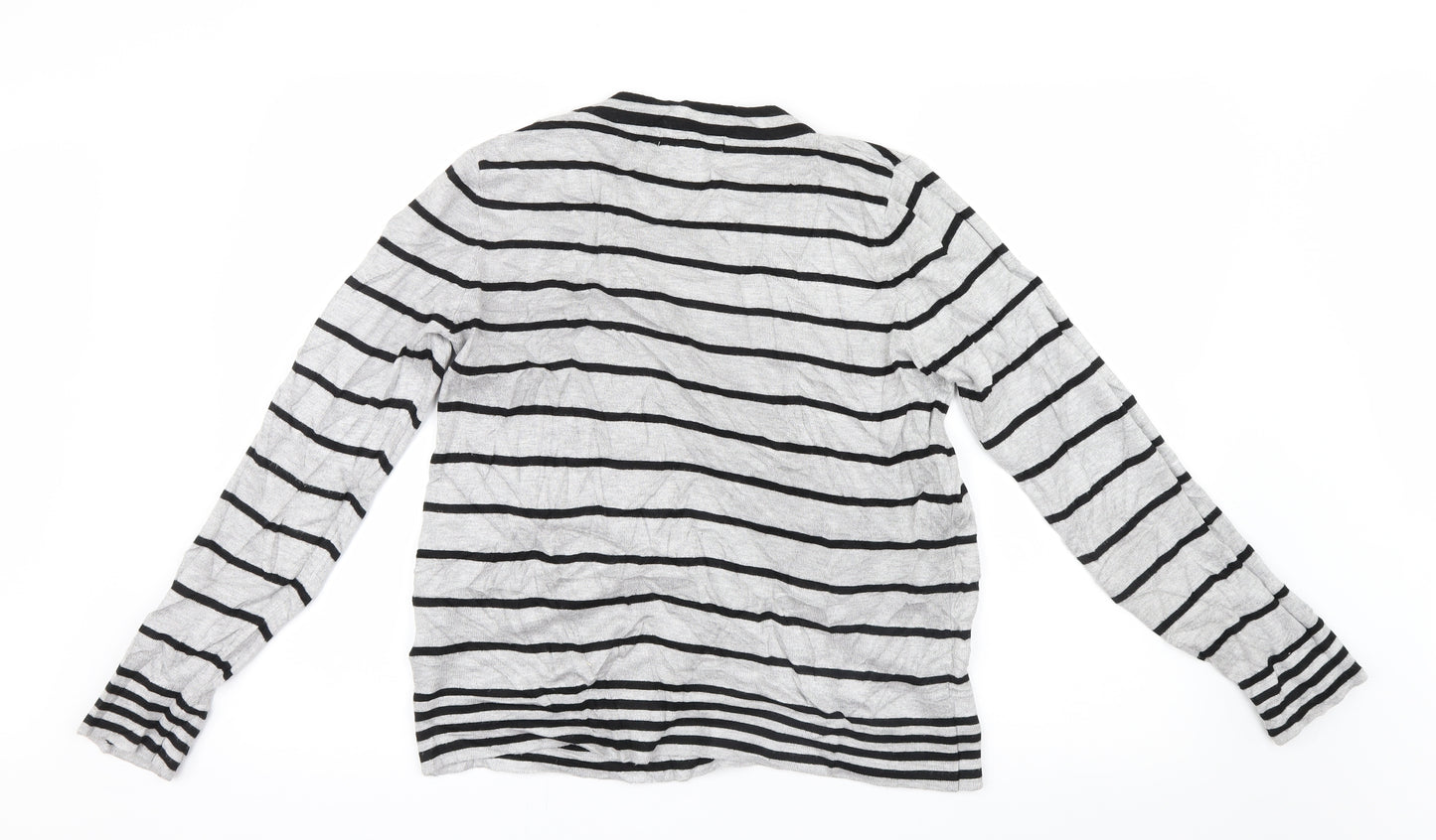 Dixie Womens Grey Striped Knit Pullover Jumper Size S