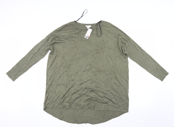 H&M Womens Green   Basic T-Shirt Size 4