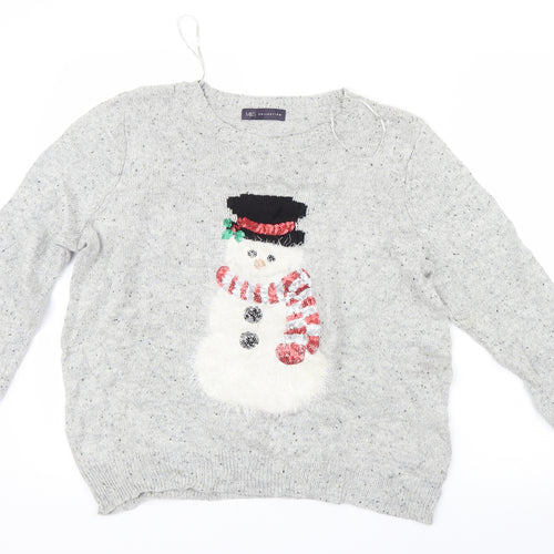 Marks and Spencer Womens Grey  Knit Pullover Jumper Size 16  - Christmas