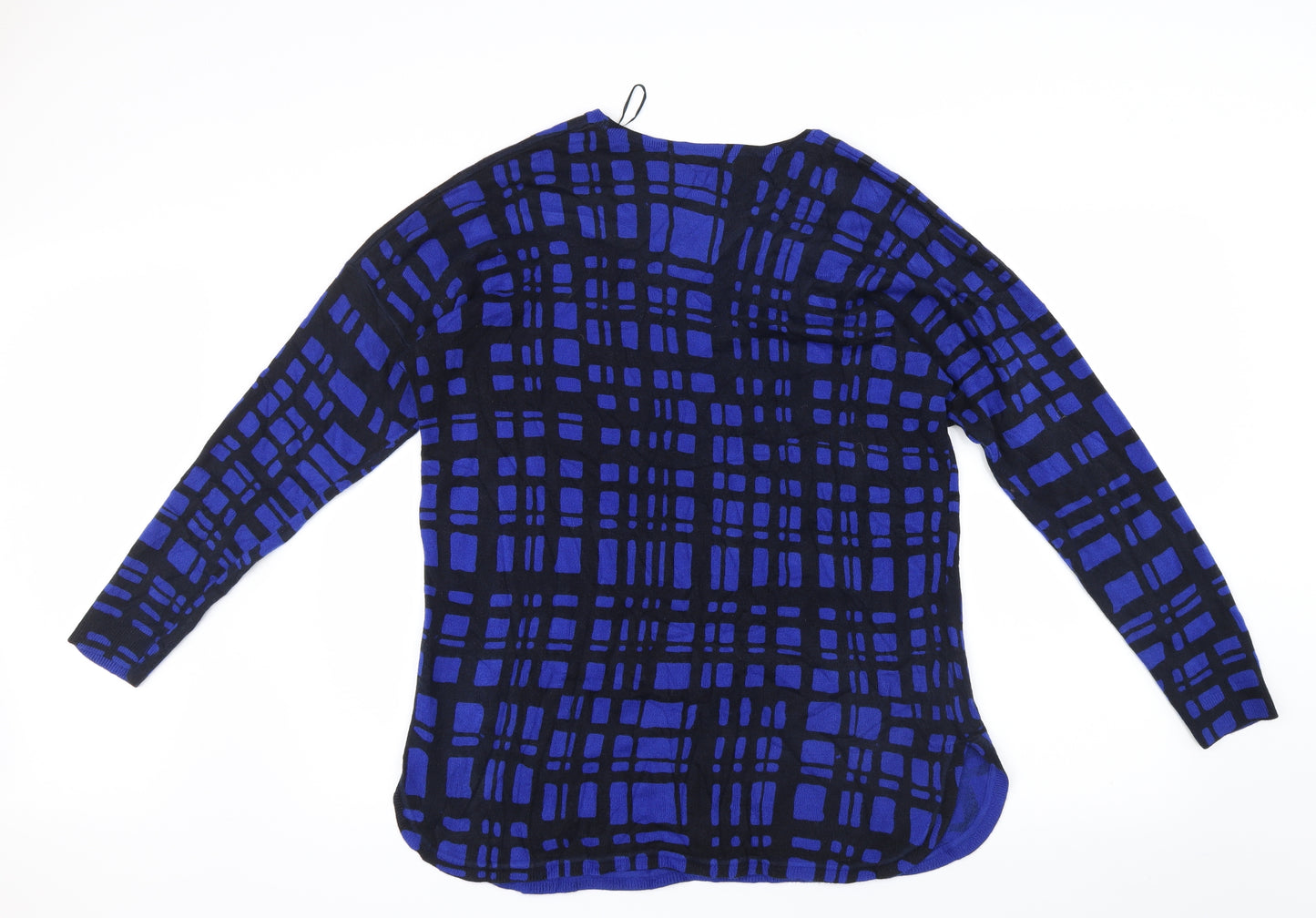 Marks and Spencer Womens Blue Geometric Knit Pullover Jumper Size 14