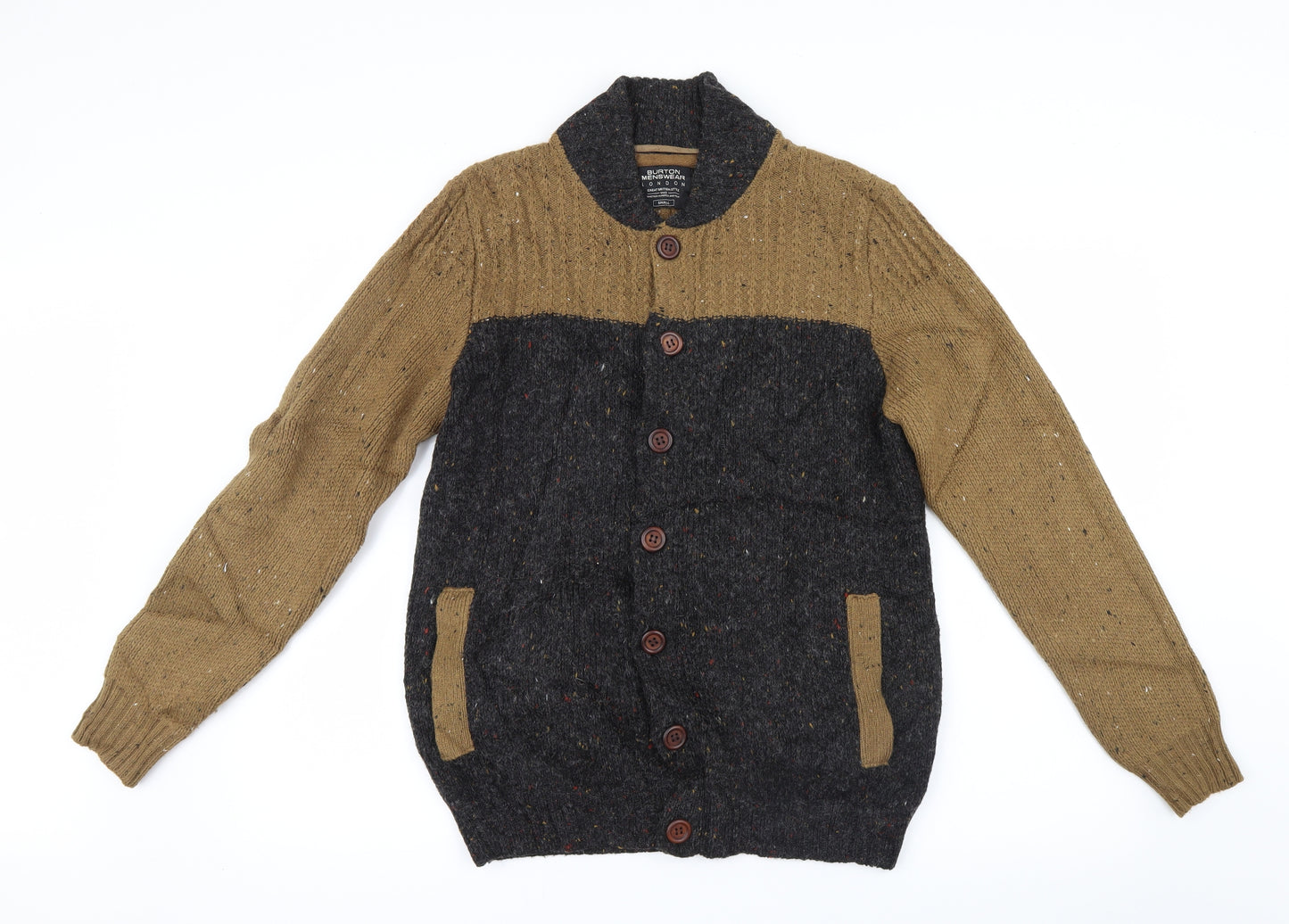Burton Mens Brown  Knit Cardigan Jumper Size S