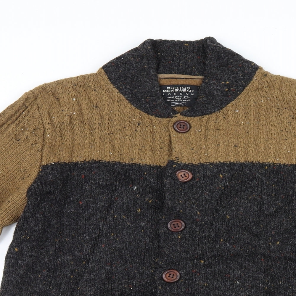 Burton Mens Brown  Knit Cardigan Jumper Size S